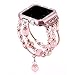 Falandi Apple Watch Band 42mm, Glittering Diamond Metal Rose Gold Case with Handmade Elastic Stretch Bracelet Fashion Women Girls Rhinestone Replacement Strap for iWatch Series 3 / 2 / 1(S, Pink-42mm)