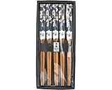 Japanese 5 Pair Traditional Sakura Cherry Blossoms Design Chopsticks Set Dining Table Starter Kit Beautiful Gift Item Nicely Packaged (Blue Blossoms)