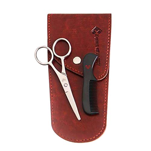 Buy Beard Scissors Small and Comb with Case Kit for Men Gift Set