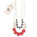 Fox and Finn 'Isabella' Silicone Teething Necklace for Babies | Safety Knotted Silk Rope | Does Not Pull Hair Out | 14 Inch Drop (coral + smoke + latte)