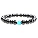 Top Plaza Natural Magnetic Hematite Stone And One Blue Cat Eye Stone Stretch Unisex Semi-Precious Water Drop Stone Beaded Bracelet