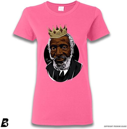 'Dick Gregory Remembrance' Premium Ladies T-Shirt (Safety Pink, Ladies Medium)