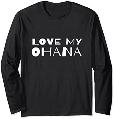 Unisex Love My Ohana Hawaiian Family Hawaii Long Sleeve Shirt Medium Black