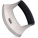 Pizza Cutter New Design by KoBzA - Sharp Rocker Slicer Top Quality Stainless Steel Blade as Mezzaluna Chef Knife Salad Vegetable Chopper with Protective Cover - Ergonomic Anti-Slip Handle