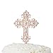 Ella Celebration Cross Cake Topper, Rose Gold Religious, Wedding, First Communion, Baptism, Christening, Church Dedication Keepsake Decoration (Rose Gold)