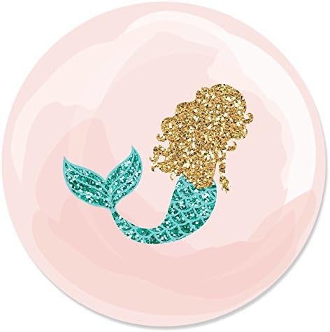 Lets Be Mermaids - Baby Shower Or Birthday Party Circle Sticker Labels - 24 Count