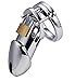 Gold-Crown Stainless Chastity Cage for Men, Male Metal Chastity Device with Cock Rings Penis Lock Metallic