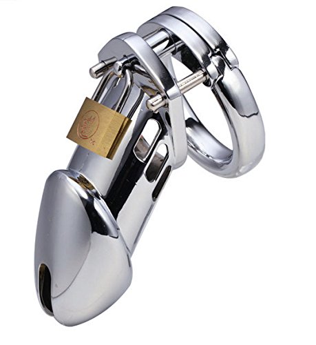 Chastity Device, Penis Lock Men Stainless Steel Cock Ring Metal Chasteness Device Chastity Cage Belt (50mm)
