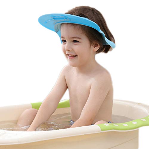 Baby Shampoo Shower Cap Bath wash Visor Prevent Water from Entering The Eyes and Ears Bathing tub Head Hair Rinser hat Protection Kids and Toddler (Blue)
