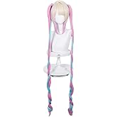 osseoca KAngel Candy Long Double Ponytail Wig Lifelike Daily Green Silver Synthetic Hair Full Head Cover Daily Cute Anime Halloween Carnival Comic Exhibition Cosplay Wigs with Bangs (KAngel)