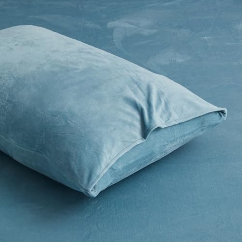 Dxhome Fleece Kissenbezüge 40 X 80 2Er Set Blau Hellblau Samt Zierkissenbezüge Superweich Flauschig Kuschelig Winter Plüsch Cashmere-Touch Kissenhüllen Im Umschlagstil 2 Stück