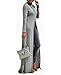 Womens Sexy High Front Split Long Sleeve Crewneck Clubwear Cocktail Maxi Dress Gray M