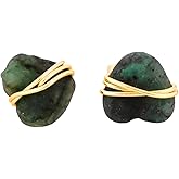 Gempires Raw Emerald Stud Earrings for Women – Gold Wire Wrapped Natural Gemstone Jewelry – Hypoallergenic Handmade Birthstone Gift – Minimalist Everyday Crystal Earrings