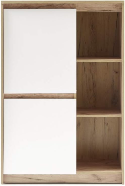 Sideboard Touch Holzdekor Weiss Matt Mit Eiche Kraft Gold Dekor Applikationen 93x137x41cm Highboard Kommode Stauraumschrank Schrank Beistellschrank Amazon De Kuche Haushalt