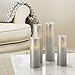LampLust Flameless Pillar Candles with Remote - 2x6 2x8, 4 Pack, Silver Real Wax, Battery Operated, Flickering LED Light, Holiday Decor, Timer & Batteries Operated