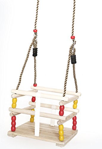 Playberg qi003378 wooden swing with hanging ropes, for …