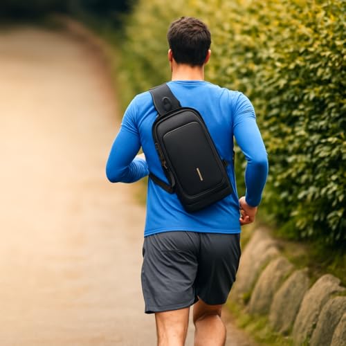 Mochila Transversal Masculina Mochila Feminina Unissex com cadeado à prova d água anti-roubo bolsa com porta de carregamento USB bolsa de ombro Impermeável Premium