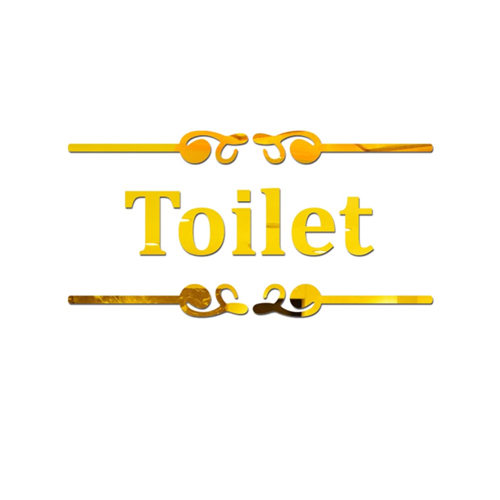 Healifty Letters Stickers Toilet Mirror Signs Toilet Door Signs Mirror Wall Sticker Decals Acrylic Wall Sticker Mirror for Home Bathroom Restroom Decor (Golden) Trendy Stickers