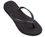 Havaianas Women's Slim Flip Flop, Black, 37/38 BR/7-8 M US