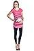 LaClef Stripe Peeking Cute Baby Maternity Funny Print Tee Pregnant Shirt (Large, Fuchsia)