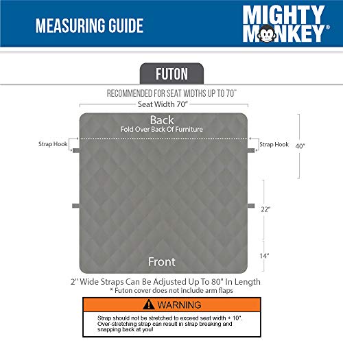 MIGHTY MONKEY Premium Slip and Water Resistant Futon Slipcover, Seat Width Up to 70 Inch, Oeko Tex Certified, Suede-Like, Absorbs 5 Cups of Water, Furniture Cover for Futons, Kids, Futon, Denim Blue - Thumbnail 6