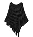 Novawo Womens Double Layer Tassel Poncho Cape Shawls Batwing Knit Sweater Cloak