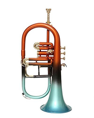 PROFESSIONALS FLUGEL HORN 4 VALVE Bb PITCH ORANGE AND GREEN COLORED W/CASE, MP