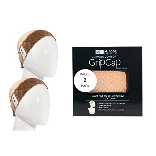 Milano Collection Wig GripCap Value 2 Pack Comfortable, Absorbent Wig Cap with Built-in Wigrip (Tan) - Thumbnail 4
