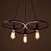 Lixada 3 Arms E26/E27 Hanging Metal Wheels Ceiling Pendant Light Vintage Industrial Retro Country Style Chandelier Dining Hall Restaurant Bar Cafe Lighting Use(No bulbs provided)