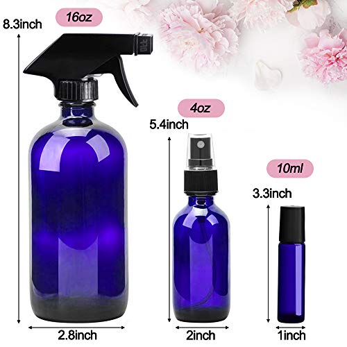 Glass Spray Bottle, Wedama 8 Glass Spray Bottle Set(16/4oz), 24 10 ml Essential Oil Roller Bottles Kits with& Accessories for Aromatherapy Facial Hydration Watering Flowers Hair Care - Thumbnail 6