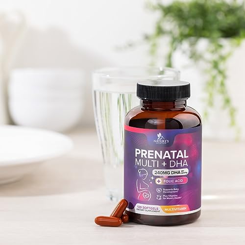 Prenatal Multivitamin with Folic Acid & DHA, Prenatal Vitamin Supplement, Folate, Omega 3