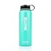 45 Degree Latitude 40 oz Water Bottle - Stay Hydrated Camping, Gym, Office Or Sports No BPA Stainless Steel Bottle - Perfectly Ice Cold Or Hot Beverages Leak Proof Lid - Perfect Gift - Celeste Green