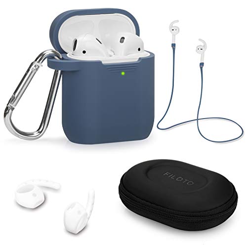 Airpods Accessories Set, Filoto Airpods Waterproof Silicone Case Cover