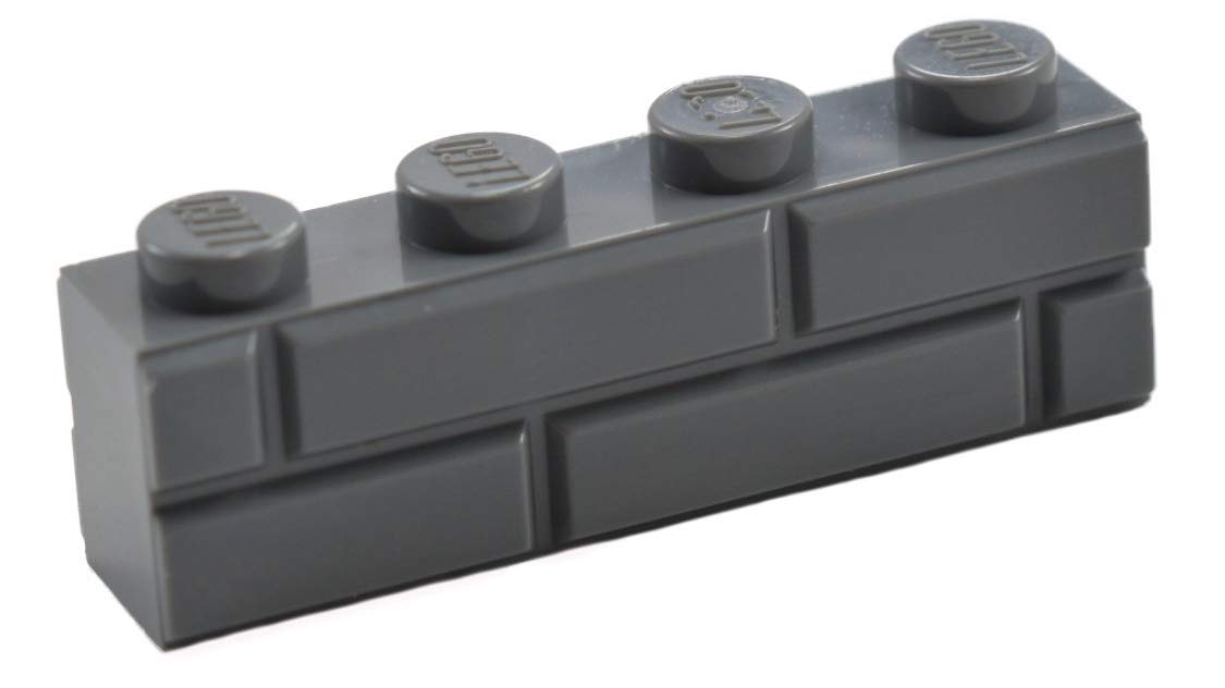 LEGO Parts and Pieces: 1x4 Masonry Profile Bricks (25 Pcs, Dark Stone Gray)