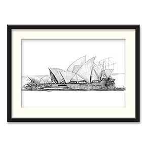 SIGNFORD Black Framed Canvas Wall Art Architectural Drawing...