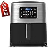 GOODNEW 1700w 7.5Qt Hot Air Fryer,10 Pre-Set Menus&Adjustable Cooking Time, LED Touch Screen, Household Low Fat Healthy Air Fryer with Frying Pot and Basket