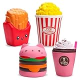 BeYumi Slow Rising Toy, Kawaii Hamburger, Fries, Pineapple, Popcorn, Drinks Set Meal Squishy Cream Scented Decompression Squeeze Toys for Collection Gift, Decorative Props Large or Stress Relief