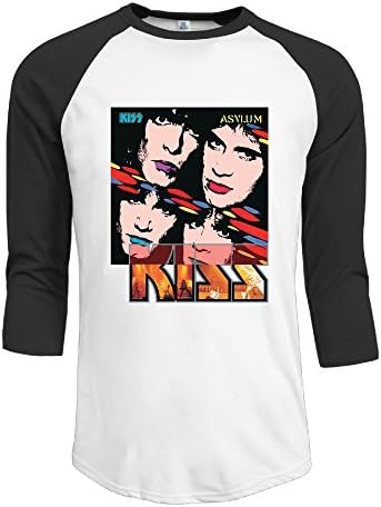 Men Kiss Asylum Vintage 3/4 Sleeve Raglan Tee