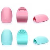 KINGLAKE 2 Pcs Makeup Brush Cleaner Cosmetic Makeup Brush Egg Silicone Cleaning Glove Little Scrubber Tool Mini Washboard for Make-Up Brushes