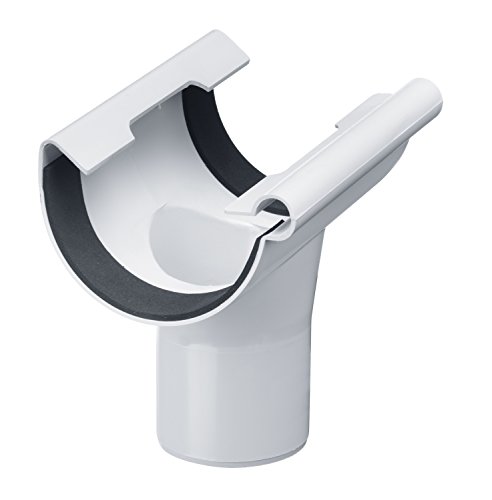 INEFA Ablaufstutzen, halbrund Weiß NW 125 / DN 100, aus PVC-U Kunststoff, für Halbrundrinne, Einhängestutzen, Regenrinne…