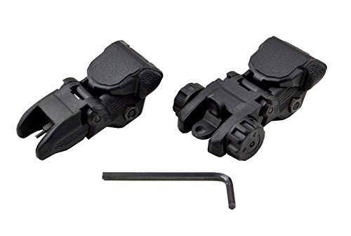 Sniper Tactical Folding BACKUP Iron Sight Tower Set; Front and Rear BUIS Combo Set; Polymer; Black - Thumbnail 3