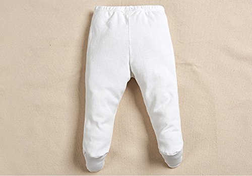 Monvecle Unisex Baby 2 Pack 100% Cotton Footie Long Pants White 6-9M