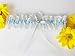 LR Bridal Blue with white Lace trim Wedding Bridal Garter with Rhinestone Satin Bow for Brides