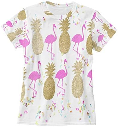 Bei Tang Flamingo & Pineapple T Shirts for Women Top Tee Crew Neck Performance T-Shirt