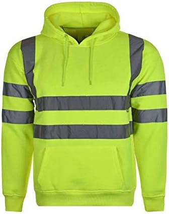 Hi Viz High Visibility Summer Fleece Hoodie Sweatshirt Polo Safety Work Jacket Plain Two Tone Top Reflective Workwear Hoodie Fleece Pull Over Trouser Yellow Orange