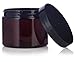 JUVITUS 6 oz Amber PET Plastic (BPA Free) Refillable Low Profile Refillable Jar (12 pack) (Black Lid)