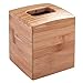 mDesign Square Bamboo Facial Tissue Box Cover Holder for Bathroom Vanity Counter Tops, Bedroom Dressers, Night Stands, Desks and Tables - Pack of 2, Natural Bamboo