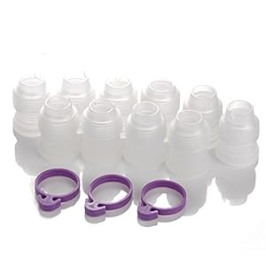 LIHAO 10 x koppeling koppeling voor spuitzak adapter met 3 siliconen banden