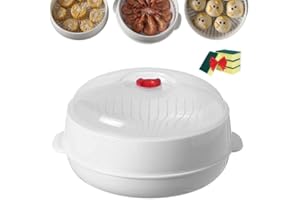 Microwave Oven Steamer, Layered Water Storage Design, Microwavable Cookware with Transparent Lid and Tray, Multiple Uses in O