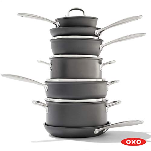 OXO Good Grips Pro 12 Piece Cookware Pots and Pans Set, 3Layered